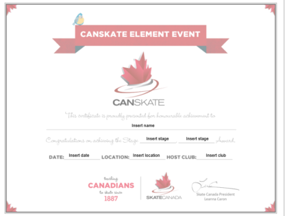 Une image du certificat d'élément de Patinage Plus.