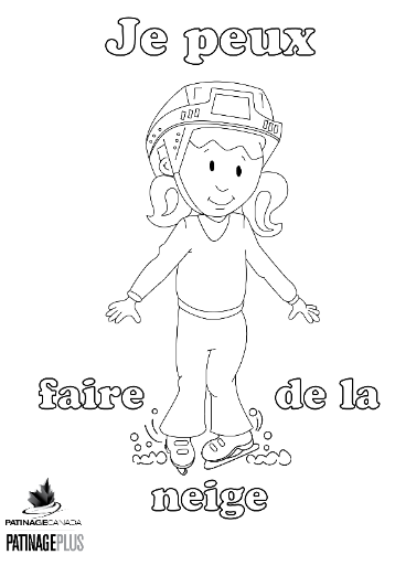 A picture of the colouring sheet with a skater making snow with their skates.