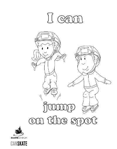 Une image de la feuille à colorier avec deux patineurs qui sautent.