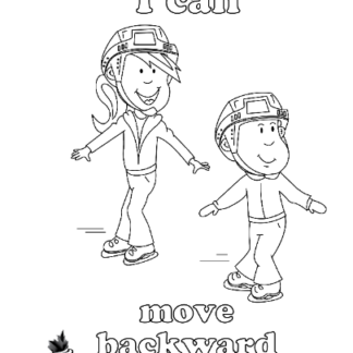 A picture of the colouring sheet with two skaters moving backward.