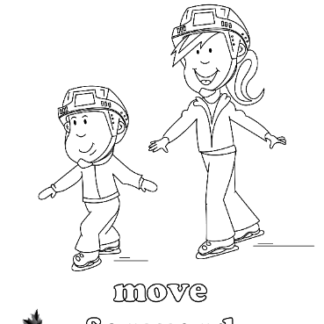 Une image de la feuille à colorier avec deux patineurs qui avancent.