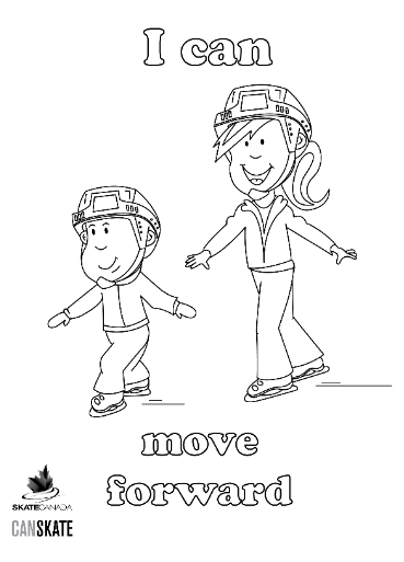 A picture of the colouring sheet with two skaters moving forward.