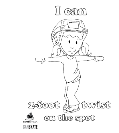 A picture of the colouring sheet with one skater twisting.
