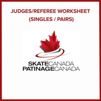 A picture of the judge/referee worksheet for singles and pairs events.