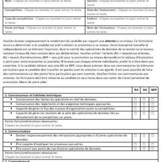 Assessment form to be used as part of Level II Data Specialist promotion requirements or application for Level III examination.