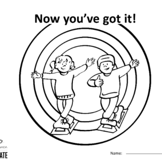 A picture of the colouring sheet showing two skaters posing.