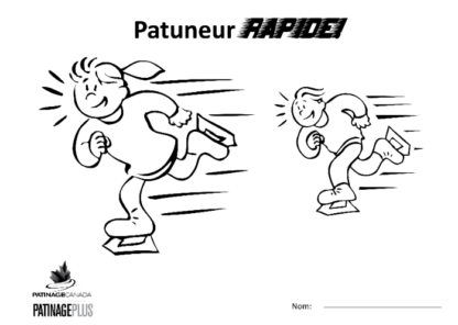 A picture of the colouring sheet showing 2 skaters skating fast.