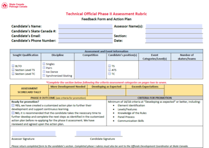 Technical Official Phase II Assessment Rubric