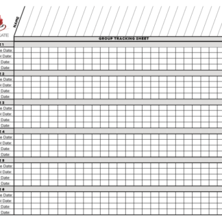 A picture of the CanSkate group progress group tracking sheet.