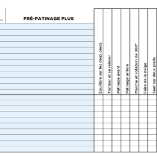 A picture of the Pre CanSkate progress sheet.