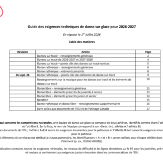 2026-2027 Ice Dance Program Requirements Guide (French)