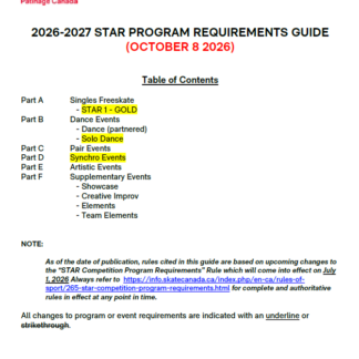 Guide des exigences techniques des programmes de patinage STAR 2026-2027 (anglais)
