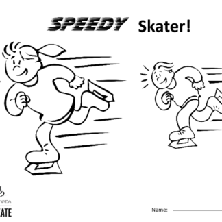 Une image de la feuille à colorier montrant deux patineurs qui patinent vite.