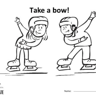 A picture of the colouring sheet showing two skaters bowing to each other.