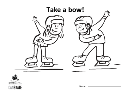 A picture of the colouring sheet showing two skaters bowing to each other.